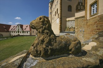 Kapfenburg Castle, stone fugue, lion sculpture, architecture, historical building, castle of the