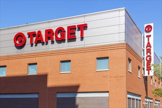 Target logo on a branch of the discount supermarket shop in Chicago, USA, North America