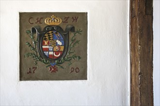 Coat of arms, relief 1790, Münsingen Castle, old castle, fruit box, town castle built around 1485