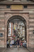 Bridge Gate Old Bridge, Heidelberg, Baden-Württemberg, Germany, Europe