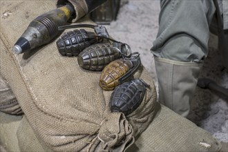 WW2 Mk 2, Mk II grenades, fragmentation type anti-personnel hand grenade used by the American army