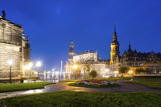 Semper Opera House, Court Church, Residence Palace, Hausmann Tower, King John Monument and Schinkel