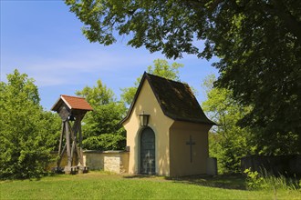 Death house on the western castle wall, Grafeneck Castle, small chapel, lamp, lamp, cross, small