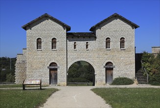 Germany, Middle Franconia, 1990 completed replica of the Porta decumana, was the north gate and