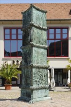 History stele by sculptor Klaus Ringwald, Bad Säckingen, Black Forest, Baden-Württemberg, Germany,