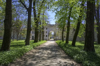 Exedra in the park of Villa Pisani, Stra, Province of Venice, Italy, Europe