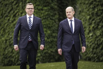 (R-L) Olaf Scholz, Federal Chancellor, receives. Petteri Orpo, Prime Minister of the Republic of