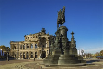 Semper Opera House with the equestrian statue of King Johann