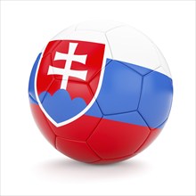 3d rendering of Slovakia soccer football ball with Slovakian flag isolated on white background