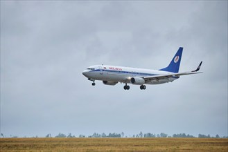 MINSK, BELARUS, JUNE 15, 2018: Belavia belarusian airlines flight Boeing 737-800 plane landing on