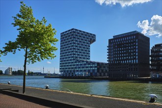 Rotterdam, Netherlands, May 14, 2017: Rotterdam cityscape with Mainport Rotterdam Institute