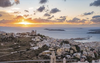 View from Ano Syros to the houses of Ermoupoli with the Anastasi Church or Church of the