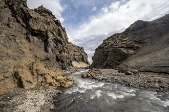 Drekagil, gorge in the crater rim of Askja volcano, Dyngjufjöll mountain massif, Icelandic