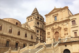 Old town of the late Baroque city of Noto in the Val di Noto, the church, Chiesa S. Francesco d