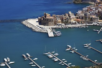 Castellammare del Golfo, municipality in the province of Trapani, view of the fort and the port,