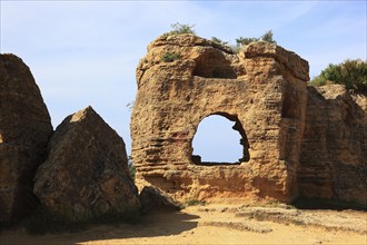 In the Parco Valle dei Templi di Agrigento, Unesco World Heritage Site, remains of the ancient city