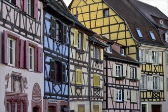 Half-timbered facades, Petite Venise, Little Venice, Colmar, Département Haut-Rhin, Alsace, France,