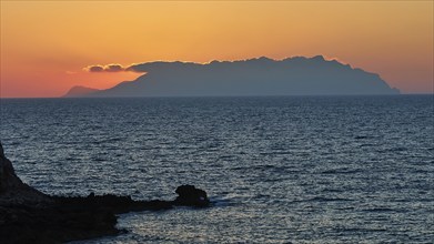 Sunset, Marettimo Island, Cala Faraglione, Il Faraglione, Levanzo, Egadi Islands, Sicily, Italy,