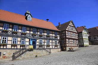 Second smallest town in Germany, Ummerstadt in the district of Hildburghausen, market square with