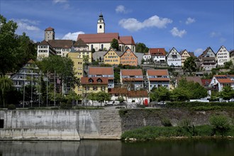 View of Horb am Neckar with the former Dominican monastery, the collegiate church Heilig Kreuz and