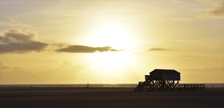 Pile dwellings in St. Peter-Ording, Schleswig-Holstein, Germany, Europe