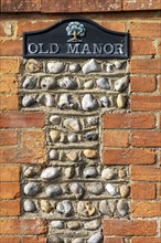 Detail, Old Manor, house wall, Upper Beeding, South Downs, West Sussex, England, Great Britain