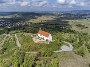 Aerial view of the Wurmlingen Chapel, Wurmlingen, near Tübingen, Baden- Württemberg, Germany,