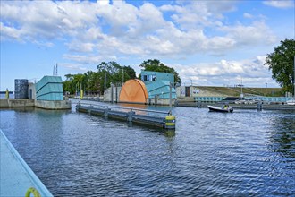 The Greifswald Wieck barrage, a storm surge protection facility, Hanseatic City of Greifswald,