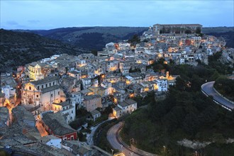 City of Ragusa, the late Baroque district of Ragusa Ibla by night, Unesco World Heritage Site,