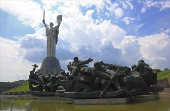 City of Kiev, the Mother Home statue and sculptures on the grounds of the National Museum of the