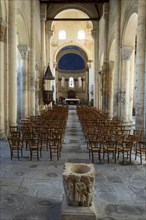 Combrailles region. Menat village, Benedictine Abbey (12th century), Puy de Dome department,