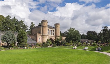 Archway building, Botanical Garden in Karlsruhe Palace Gardens, Karlsruhe, Baden-Wuerttemberg,