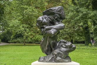 Artwork Auguste Rodin: Fallen Caryatid Carries Her Stone, Lazienki Park, Warsaw, Mazovian