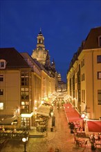 Dresden Old Town, Münzgasse with Church of Our Lady. Due to its location, Münzgasse is one of the