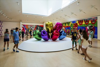 Guggenheim Museum, architect Frank Gehry, interior view, artist Jeff Koons, Bilbao, Basque Country,