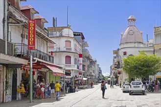 Shops in the old French colonial city centre of Pointe-à-Pitre, Grande-Terre at Guadeloupe, Lesser