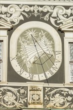 The stable yard of the Dresden Residence Palace with sundial