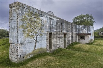 Camouflage painting on rear of gun casemate, artillery bunker of WWII Batterie d'Azeville Battery,