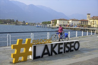 Hashtag Lake Iseo, cycling around Lake Iseo, Pisogne, province of Brescia, Italy, Europe