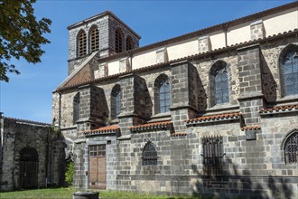 Mozac. Saint-Pierre Abbey Church, Puy de Dome department. Auvergne-Rhone-Alpes. France