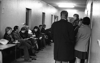 Unemployed at the labour office on 18.11.1974 in Gelsenkirchen, Germany, Europe