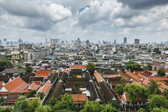 Aerial view of Bangkok cityscape. Bangkok, Thailand, Asia