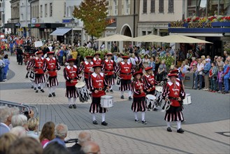 Local costume group parading at Zwetschgenfest, plum festival, Bühl, Baden, Baden-Württemberg,