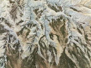 Bare ridges of eroded sandstone in the badlands of the Tabernas Desert, Europe's only true desert,