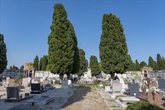 Graves in the central cemetery of Venice, cemetery island of San Michele, Venice, Italy, Europe