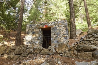 Stone shelter, fire station, trees, rest area, Samaria Gorge, Samaria, gorge, national park,