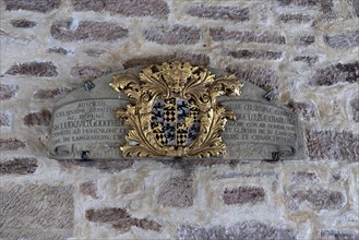 Coat of arms on Schlss Waldenurg, Waldenburg, Baden-Württemberg, Germany, Europe