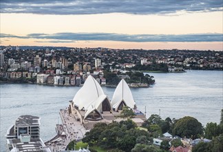 Overlook over Sydney harbour after sunset, Sydney, New South Wales, Australia, Oceania