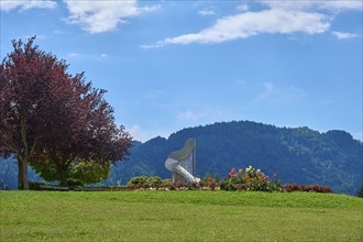 Park, flowers. Harp, Fountain, Summer, Ossiach, Lake Ossiach, Carinthia, Austria, Europe