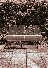 Sepia colours, benches in the spa gardens, Bad Füssing, Lower Bavaria, Bavaria, Germany, Europe